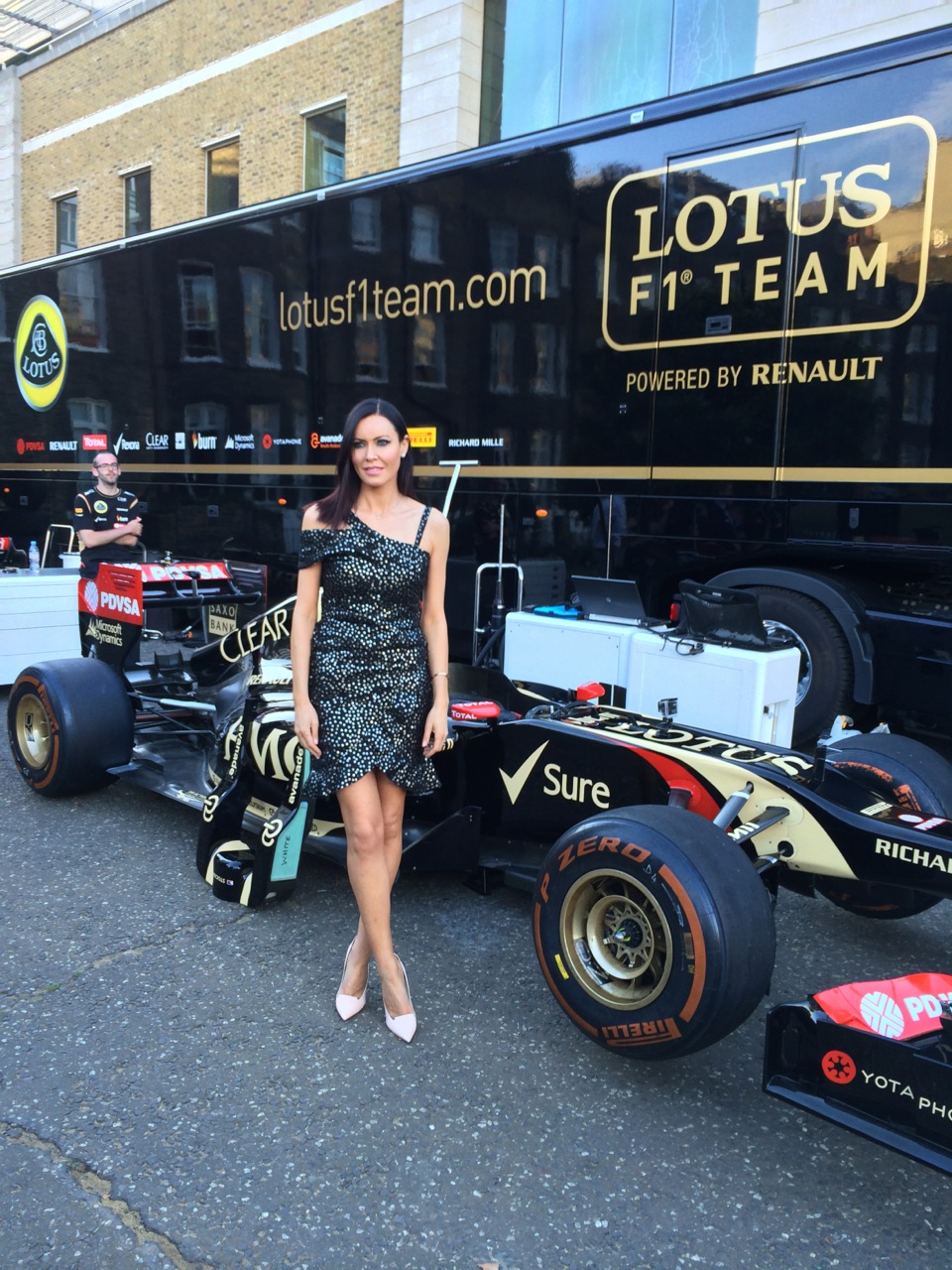 Electric Violinists Linzi Stoppard and Ben Lee perform at British Grand Prix